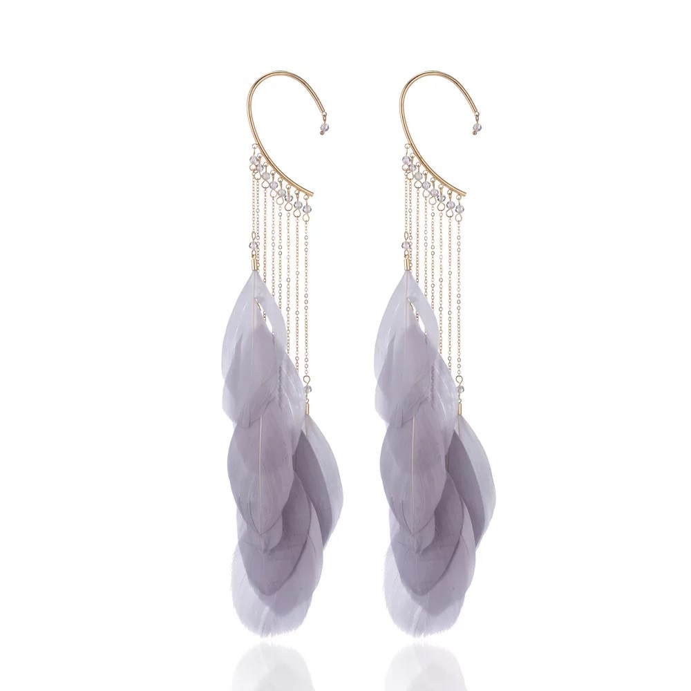 1 pair Bohemian ethnography feather cuff earrings